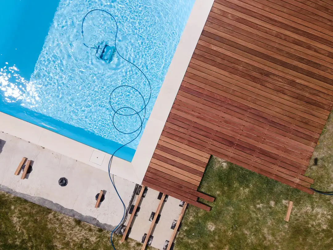Wooden pool deck resurfacing in Sterling, VA